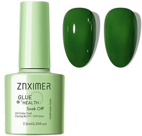 Green Gel Nail Polish, Emerald Green Christmas Gel Nail Varnish, Long Lasting Soak off LED/UV Lamp Nail Art Manicure DIY Home Nail Salon for Women