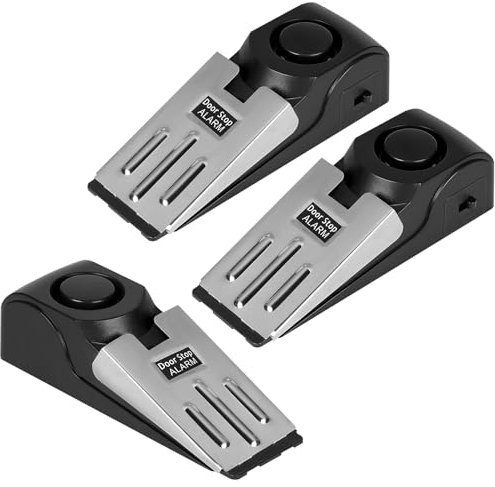 DBREAKS Türstopper Alarm, 3 Stück Alarm Türstopper, Alarmanlage Tür, Türalarm mit 120dB Sirene, Einstellbares Türsicherung Einbruchschutz, Türkeil Alarm für Hotel Home Security (Batterien nicht im)