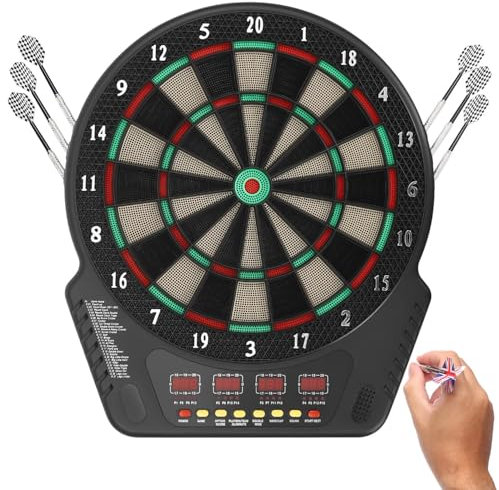 Mavdecll Dart Board Set, Digital Dartboard with 4 LED Displays, 27 Games/243 Variants, English Voice Prompts, Automatic Counting, for Tavern, Home, Office, Party Game