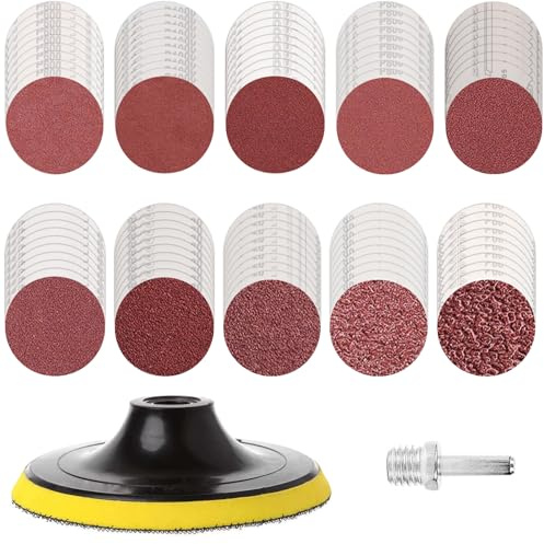 102STK Schleifscheiben-Set 125mm Klett für Winkelschleifer für Holz Metall | Körnung 60/80/120/160/240/320/400/600/800/1000 Schleifscheiben Pad mit M14 Schleifteller und Schaft Winkelschleifer Zubehör