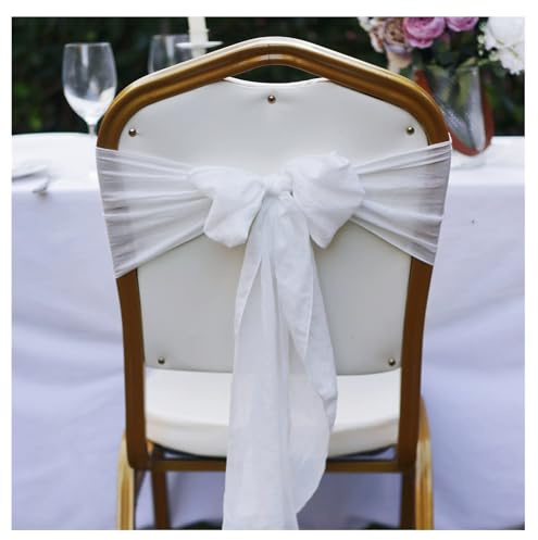 Pmnzdy Seihtuch Stuhlschärpen Hochzeit Stuhlschleifen 6 Stück 18 x 250cm Stuhl Schärpe Dekorative Schleife Bögen Band für Hochzeit Party Feiern Bankett Geburtstags Weihnachten Chair Dekostoff Weiß