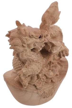 ULDIGI Holz Drachen Statue Miniatur Schnitzerei Vintage Dekoration Für Tisch Heim Büro Ornament Hölzern Figur