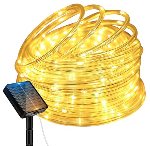 btfarm Lichterkette Außen Solar, 10M 100 LED Solar Lichterschlauch Outdoor | IP65 Wetterfest Lichtschlauch Aussen, 8 Modes Solarlichterkette für Garten Terrasse Zaun Hof Party Weihnachten Deko, Warmweiß