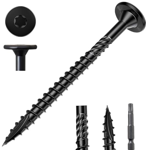 Zuyya 20 Stück Holzschrauben Torx 6,3 x 115 mm, Tellerkopfschrauben, Spanplattenschrauben, Holzschrauben Schwarz, Holzbauschrauben, Flachkopfschrauben Holz, Konstruktionsschrauben mit T30 Bit