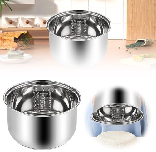 Bakeware - Pentola interna di ricambio per cuociriso per una cottura efficiente, durevole ciotola interna in acciaio inossidabile 304 per una distribuzione e prestazioni ottimali del calore (E, 14,5 x