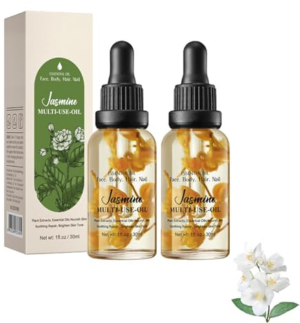 2 unidades de aceite de jazmín multiusos para cara, cuerpo y cabello, jazmín antiarrugas, aceite de masaje corporal, hidrata e hidrata la piel