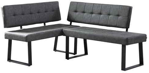 B&D home® Eckbank AKA – Esszimmerbank mit Lehne, beidseitig montierbar (Links/rechts), Kaltschaum-Polsterung, platzsparend, für Esszimmer, Küche & Flur, ca. 176 x 120 cm