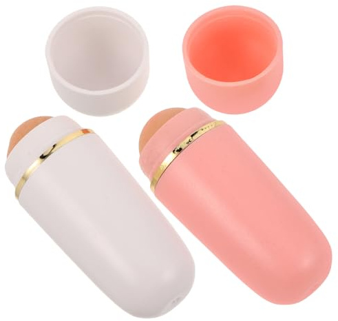 FONDOTIN Roll On Matifiant en Pierre Volcanique Nettoyage Profond 2pcs pour Contrôle de L'huile Outil de Soin du Visage Portable Doux pour Peau Sensible