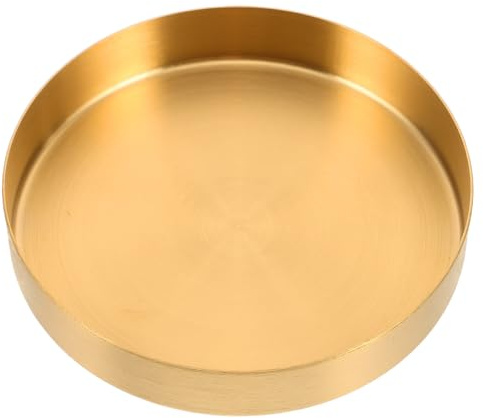 Toyvian Soucoupe pour Plantes D’intérieur et Extérieur, Plateau de Pot de Fleurs Doré en Acier Inoxydable, Petit Format Diamètre 12,5 Cm, Bac de Drainage pour Excès D’Eau, Entretien Facile