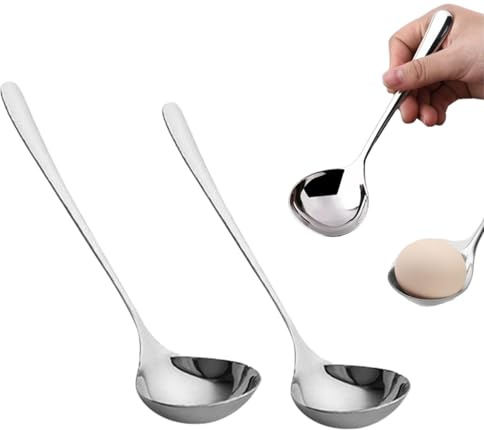Small Ladle for Serving, 2pcs Soup Stainless Steel Spoons for Cooking Kitchen Utensils, 17cm+20.5cm Long(Sliver)