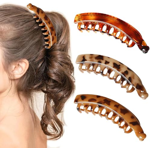 BWOOOWE 3 Pièces Pince Cheveux Femme Griffe Plate Barettes Femme Antidérapante Accessoire Coiffure Pince à Cheveux Plate pour Tous Types de Épais Fins Coiffure Quotidienne