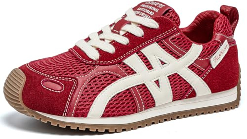 MiaZane Zapatillas Deportivas para Mujer Zapatillas De Correr En Carretera Cómodas para Caminar Gimnasio Y Crosstrainer para Paseos Diarios Y Salidas Informales,Rojo,41 EU