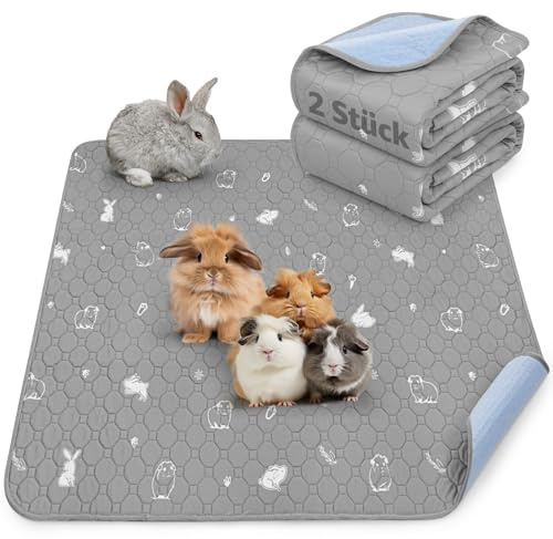 Waschbar und Super Saugfähige Pipi Pads für Meerschweinchen,Kaninchen 2er | 60x120 cm Wiederverwendbare Kleintiermatten, Auslaufsicher und Rutschfest Hamster Pipipads für Käfig, Boden