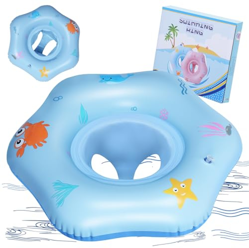 Oziral Salvagente per Bambini Gonfiabile con Sedile Materiale in PVC Salvagente per neonato da 12 Mesi a 36 Mesi Ottimo per Seggiolino per Bagnetto, Piscina blu