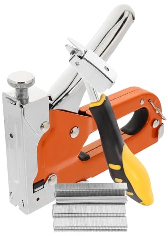 Ciieeo Heavy Duty Woodworking Staple Gun Set with 600 Staples and Remover Manual Stapler for Upholstery, Wood Board Fastening, Portable Metal Stapling Tool for Carpentry and DIY