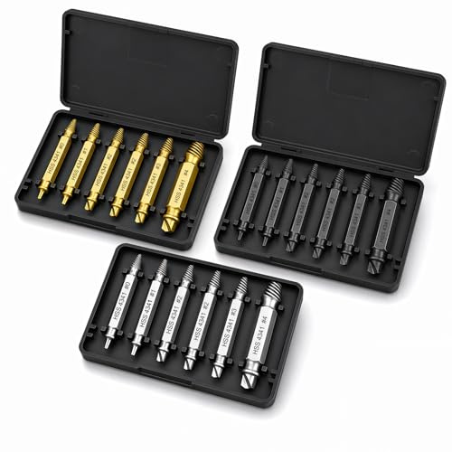 3 Juegos Extractor de Tornillos 6 Piezas, Extractor Tornillos Dañados HSS 4341, Kit Quita Tornillos para Taladro y Destornillador, Extractor para Tornillos Rotos y Oxidados
