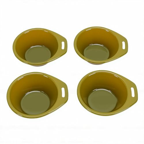 Bewinner Ciotole da Campeggio Set di Ciotole da Campeggio Portatili Impilabili in PP da 180 Ml con Manico per Viaggi, Escursioni, Picnic, all'aperto, Confezione da 4 (Fogliame)
