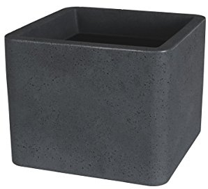 greemotion Pflanzkübel Lea in Schwarz-Granitoptik - Blumentopf eckig - Pflanzgefäß 30x30cm - Blumenkübel Kunststoff - Pflanztopf Erdvolumen 15L - Pflanzkasten wasserdicht - Garten-Zubehör UV-beständig