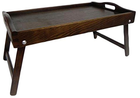 VASSOIO DA LETTO, VASSOIO DI LEGNO, SERVIRE COLAZIONE AL LETTO, CON GAMBE RETRATTILI, TOVAGLIETTA - marrone scuro