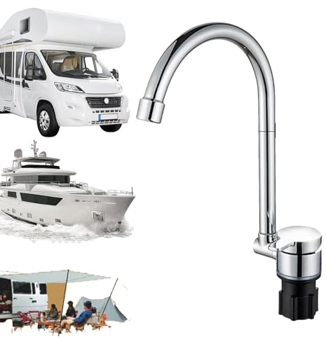 Wohnmobil-Wasserhahn,Chrompolierter, rostfreier Wasserhahn mit Messingkonstruktion | Bootsausrüstung für Bar, Yacht, Bootshäuser, Wohnmobile, Wohnwagen Teksome