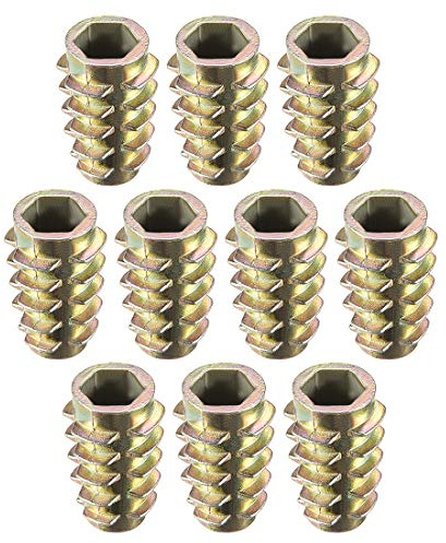 sourcing map Écrous Fileté Insert Vis Zinc Alliage Hex Tête M6 Filetage Interne 18mm Long Pour Meuble Bois 10pc