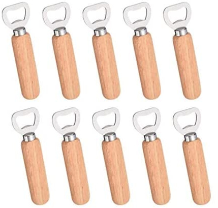 10pcs/Set Bartender Bottle Opener Rubber Wood Handheld Wine Beer Soda Glass Cap Bottle Opener for Home Kitchen Bar