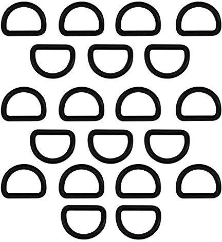 WedDecor Schwarze Plastik D Ring Verbindungen Schnalle für Verstellbar Befestigung Schleife Jalousien Gurtband, Kunst und Handwerk, Haustier Kragen, Reparatur Beutel - Schwarz, 20mm