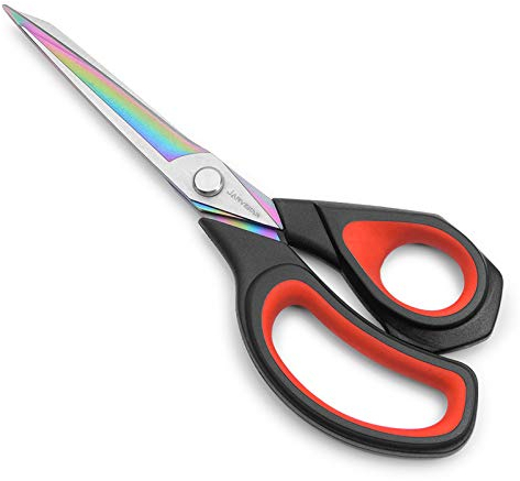 JARVISTAR 24cm Profi Stoffschere Schneiderschere: Weichem Griff Schere für Stoff, Textilschere, Scharfe Titan-Beschichtung Edelstahlklinge, zum Schneiden, Kleidung, Leder, Jeans, Nähen