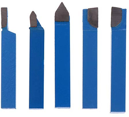 VILLCASE Lathe Turning Tool Set, 5pcs Carbide Turning Tool, Ideal for Woodturning Power Lathe Accessories (Blue)