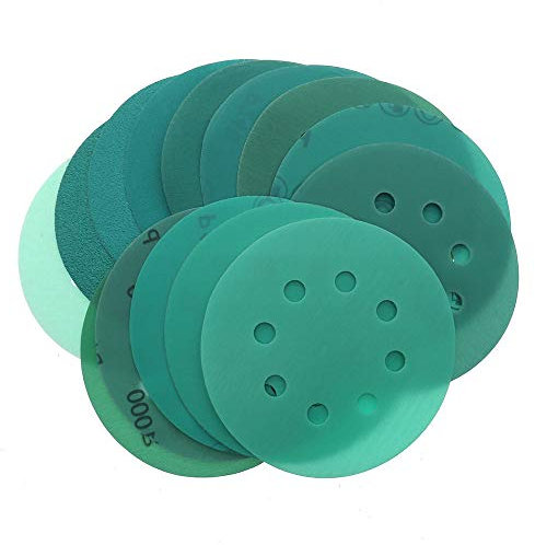 Lot de 15 disques abrasifs à 8 trous, grain 60 à 2000, 125 mm, grain 1000
