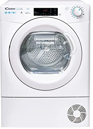Candy Smart Pro Asciugatrice 8 Kg a Pompa di Calore, Libera Installazione, Classe A+++, Wi-Fi + BLE, Controllo da App, Programma Ciclo Lana, 58,5 x 59,6 x 85 cm, Bianca - CSOE H8A3TE-S