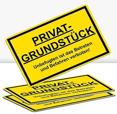 STROBO 3 Stück Privatgrundstück Unbefugten ist das Betreten und Befahren verboten! Hinweisschild | Stabiles 3mm Aluminiumverbund als 30x20cm Schild mit UV-Schutz für den Außenbereich