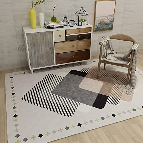 Tzvpsu Küche Dekoration schwarz grau braun Wohnzimmerteppich im minimalistischen Design,Teppich Carpet Living Room,teppiche groß für Wohnzimmer 80x120cm