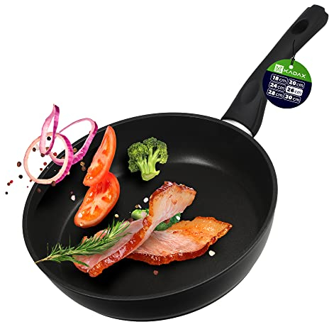KADAX Poêle à frire avec revêtement antiadhésif, poêle gastronomique enduite, poêle à induction, poêle universelle, rôtissoire pour cuisson sans graisse, poêle avec poignée en plastique (ø 26 cm)