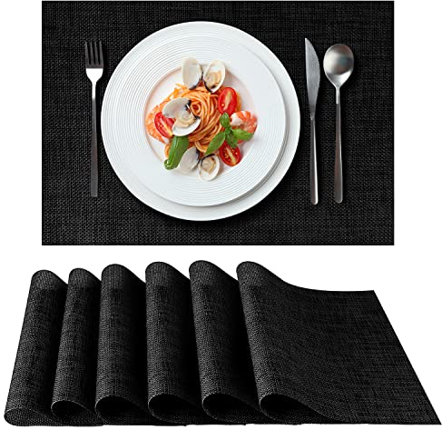 Loco Bird Platzsets 6er Set schwarz - 44x32cm - Tischsets Abwaschbar aus PVC - Hitzebeständige Tischunterlage - Platzdeckchen - Tischmatte