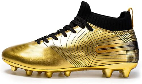 Kmrlofiy Zapatillas De Fútbol para Hombre Calzado De Fútbol Profesionales Spike Aire Libre Botas De Fútbol Hombre Niños Atletismo Training Zapatos De Fútbol Tacos Fútbol Deporte (Oro, 38EU)