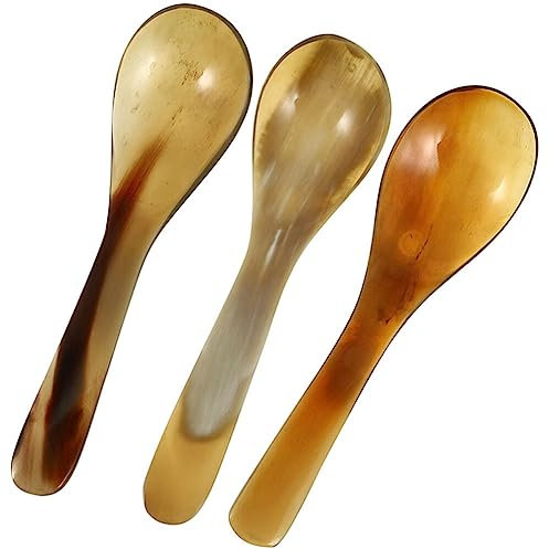UPKOCH 3pcs Natural Horn Coffee Spoons Compact Dessert Serving Spoons for Mixing Coffee Juice Cakes Unique Colors for Home Use