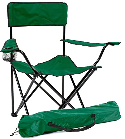 THE SECRET HOME - Silla de Camping Plegable con Reposabrazos - Color Verde - Asiento Portátil y Ultraligero para Exteriores - Ideal para Acampada, Camping, Pesca, Trekking