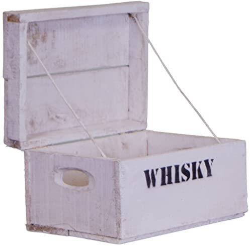 Kistenkolli Altes Land Holztruhe Whisky Shabby weiss Geschenk-Box mit Deckel Schatzkiste Holzkiste Holztruhe Schatztruhe Kindergeburtstag Hochzeitskiste Altholz Upcycling Vintage
