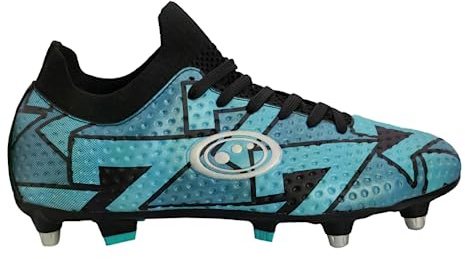Optimum Aztec Lace-Up Hybrid Football & Rugby Boots | Hybrid Stud Sole for Soft & Firm Ground, Textured Synthetic Upper, Stretch Knit Collar, Lightweight Comfort