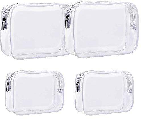 Kosmetiktasche Transparent, 4 Stücke Kulturbeutel Transparent, Wasserdicht Kosmetiktasche Durchsichtig, Durchsichtige Kosmetiktasche Geeignet für Urlaub Reisen Badezimmer (Zwei große und Zwei kleine)