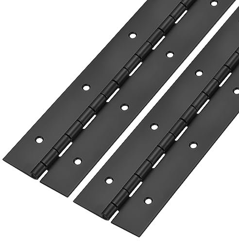 Uxcell 18Inch x 2Inch Stainless Steel Piano Hinges, 2pcs, Black, Polished, Surface Mount