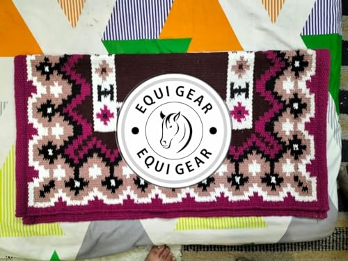 EQUIGEAR Western Show Horse Satteldecke aus neuseeländischer Wolle, Western-Design, handgefertigte Satteldecke, Wollpolster, Sensor Flex (Anpassung möglich), WZ85 (34x42)