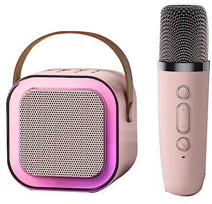 Booso - Micrófono portátil K12 Bluetooth pequeño Home KTV con 1 micrófonos para regalos de cumpleaños, fiestas en rosa