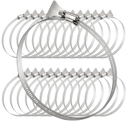Silrubsups 25 Piece Dryer Hose Clamp 6 Inch Stainless Steel Duct Clamps Thumb Screw Worm Gear Adjustable Clamp (25, 6 Inch)