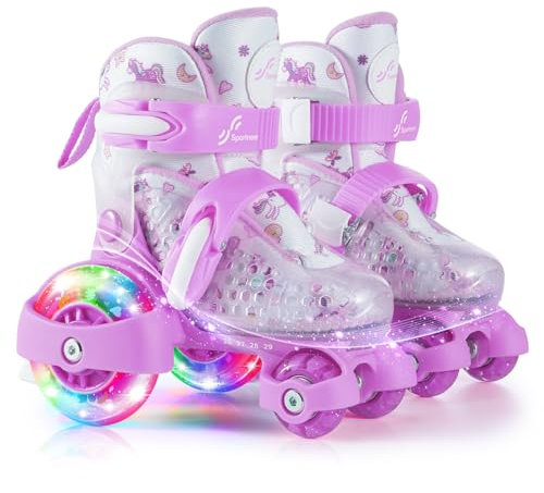 Rollschuhe Kinder Verstellbar Mädchen, Rollschuhe Kinder 30-33 26-29 4 Größen Verstellbar für Kinder Drinnen Draußen Mädchen Anfänger