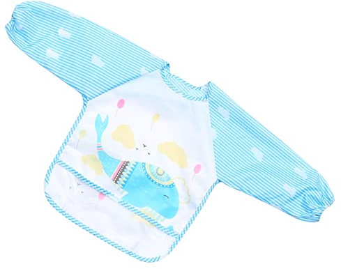 MERRYHAPY 1 Stk Lätzchen Overall-latz Wandaufkleber Mit Zahlen Kittellatz -turban Kleinkinderschürze Schürze Zum Füttern Von Babys Babyzubehör Cartoon-säuglingskittel Blue Polyesterfaser