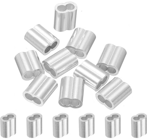 QUARKZMAN 10pz Manicotto Anello Crimpatura in Alluminio 5/32 4mm Argento | Doppia Ghiera, per Estremità Cavi Metallici, Alluminio