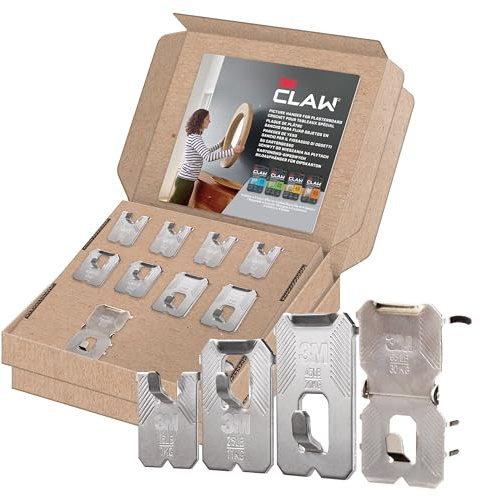 3M CLAW Ganchos para Colgar Cuadros en paredes de yeso, 9 Ganchos - Para fijar objetos pesados, Espejos, Decoración del hogar - Sin herramientas - Soporta hasta: 7kg, 11kg, 20kg, 30kg