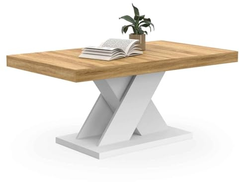 IDMarket - Mesa de Centro Alicia Tablero de Madera y Pie X Blanco